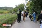 Gruppe mit Lamas auf dem Rückweg