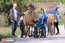 Menschen mit Lamas