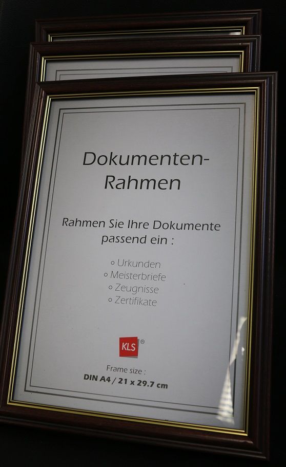 3 Stück Dokumentenrahmen DIN A4 (Gebot gilt für alle)