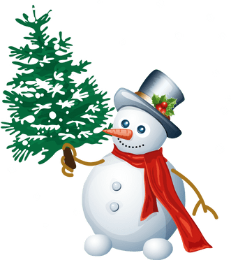 Schneemann mit Baum